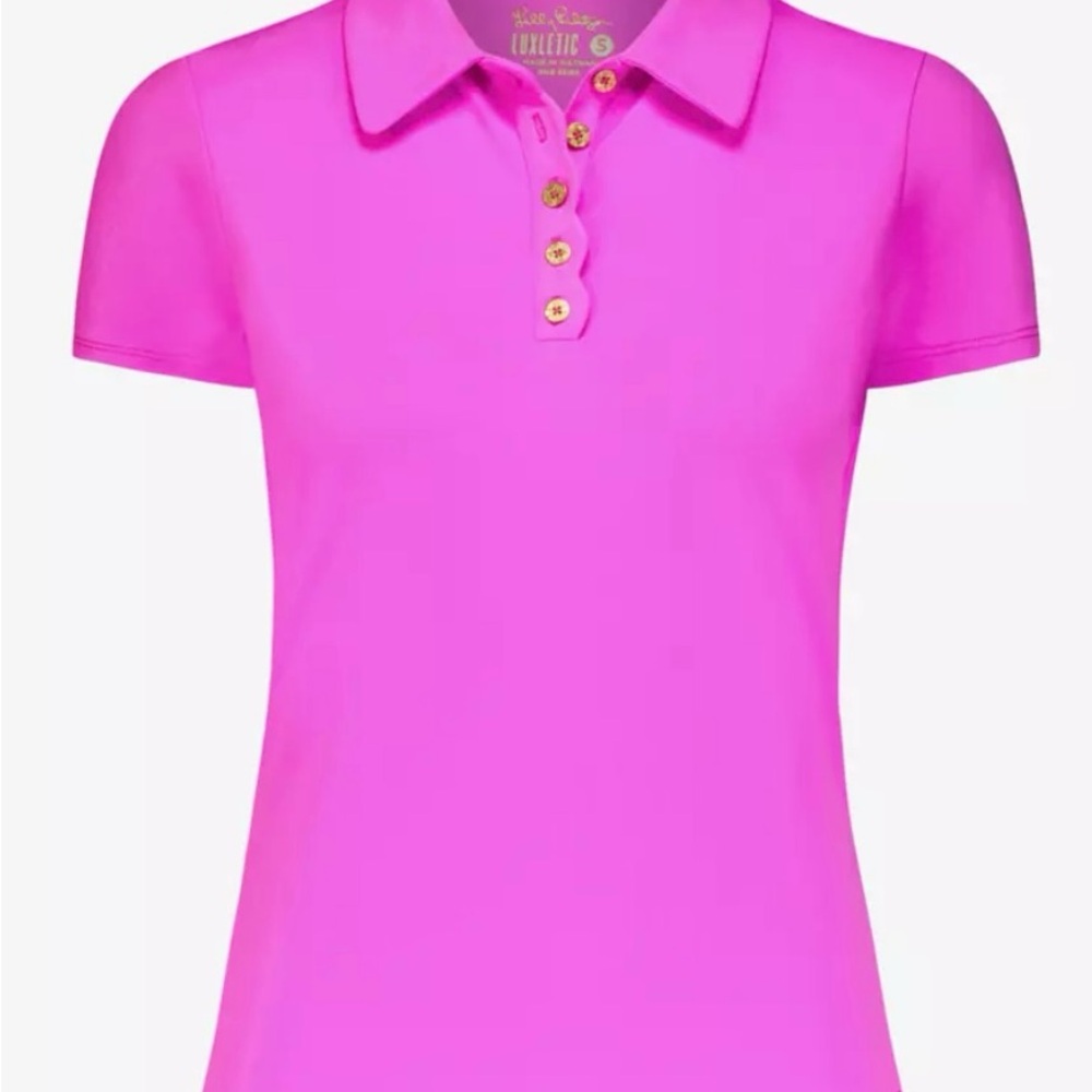 NWT Lilly Pulitzer XL Frida Scalloped Polo Orchid Oasis HTF color!
